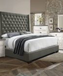 GLAMOUR STYLE BED FRAME IN A CHAMPAGNE FINISH.