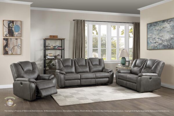 CONTEMPORARY STYLE POWER MOTION GROUP IN A GREY POLYESTER FABRIC