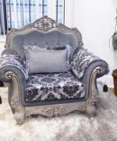 CLASSIC STYLE IN A TWO-TONE GREY FABRIC LOVESHEAT