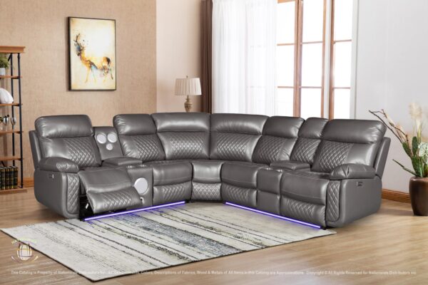 SILVER LED & BLOOTH POWER SECTIONAL W/ USB
